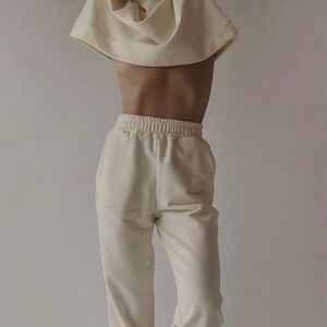 Bazilika SET White Sweatsuit Set Turtleneck and Joggers Sweatpants Super Soft
